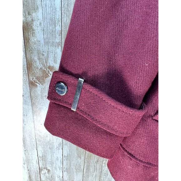 Kenneth Cole New York Women's Coat Sz M Wine Cranberry Wool Blended Snap Zipper - Picture 5 of 10